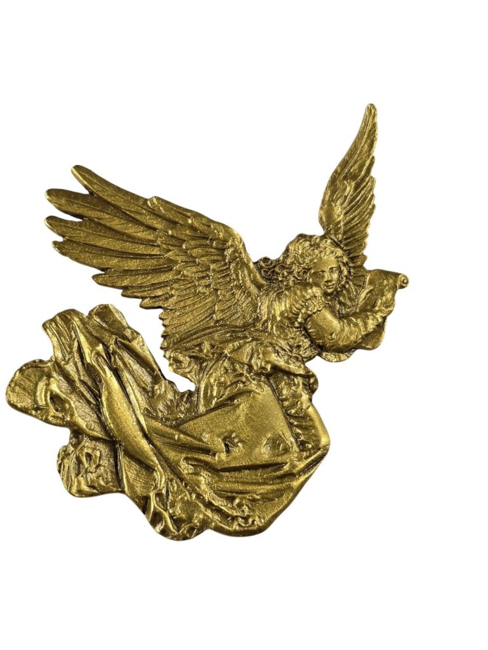 MFA Angel Brooch Pin Gold Tone Wings Scroll celestial heaven art womens Jewelry